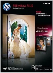 HP Premium Plus Fotopapier glänzend weiß, A4, 300g/m², 20 Blatt
