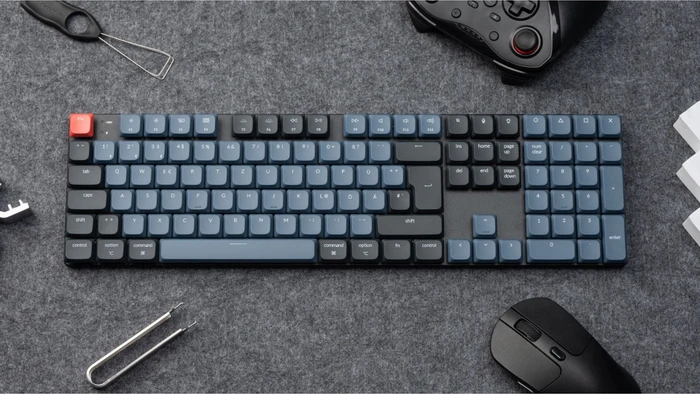 Keychron K5 Pro, schwarz/blau, LEDs RGB, hot-swap, Gateron LOW PROFILE 2.0 BROWN, USB/Bluetooth, DE