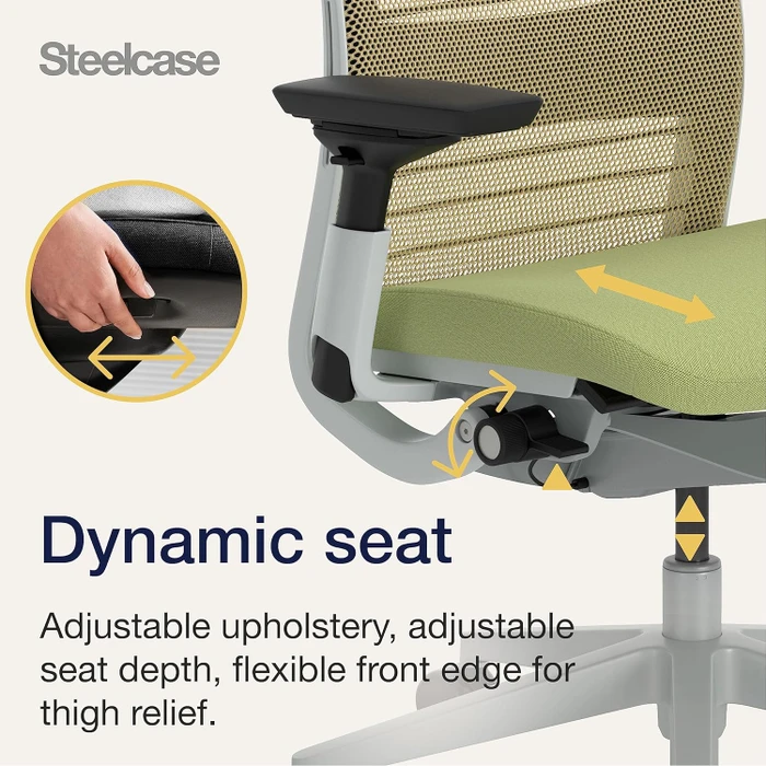 Steelcase Think Bürostuhl mit Armlehnen, beige/avokadogrün