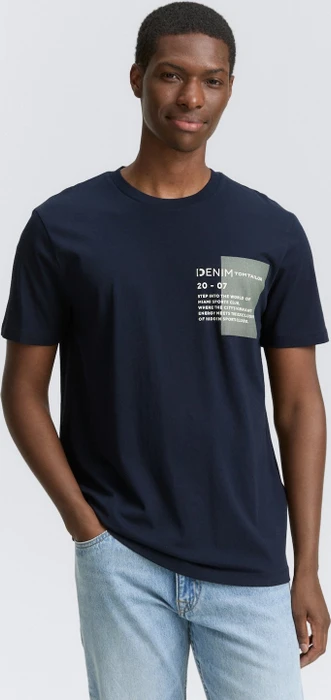 Tom Tailor Basic mit Logo-Print T-Shirt kurzarm midnight navy blue (Herren)