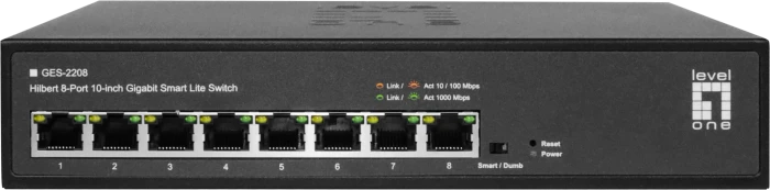 LevelOne GES Rackmount Gigabit Smart Switch, 8x RJ-45
