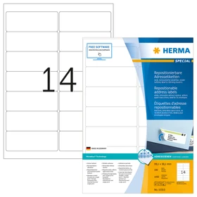 Herma Adressetiketten, 99.1x38.1mm, ablösbar, weiß, matt, 100 Blatt (1400 Etiketten)