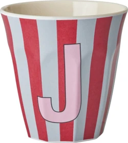 Rice by Rice Buchstaben Kinderbecher medium J stripes rot