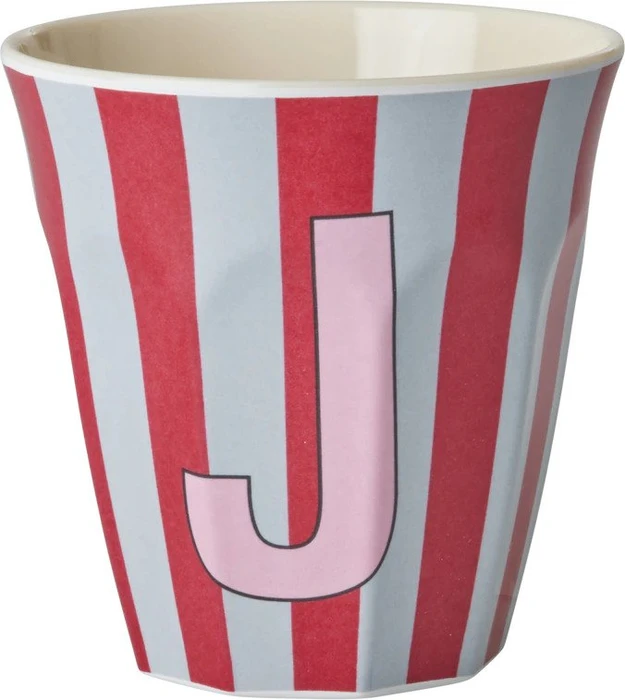 Rice by Rice Buchstaben Kinderbecher medium J stripes rot