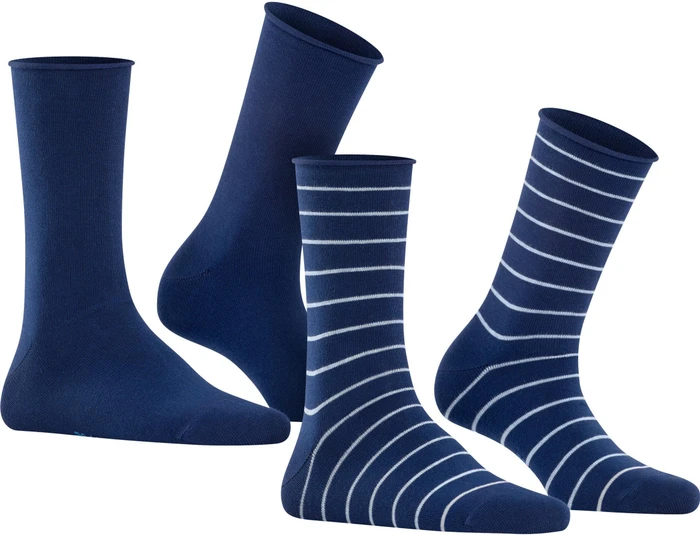 Falke Happy Stripe Socken royal blue, 2 Paare (Damen)