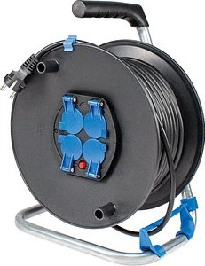 as-Schwabe Sicherheits-Kabeltrommel, Schuko auf 4x Schuko, 25m, IP20, H05VV-F 3G1,5