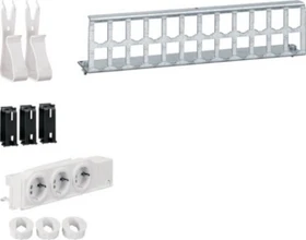 Hager Multimedia Kit mit 3x Steckdose, Patch-Panel, RJ45, Geräte- u. Kabelhalter