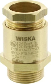 Wiska EMSKE 20 MFD 02/060 Ex-Kabelverschraubung Messing vernickelt mit montiertem Mehrfachdichteinsatz M20