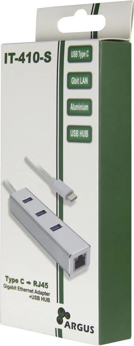 Inter-Tech Argus IT-410-S silber, RJ-45, USB-C 3.0 [Stecker]