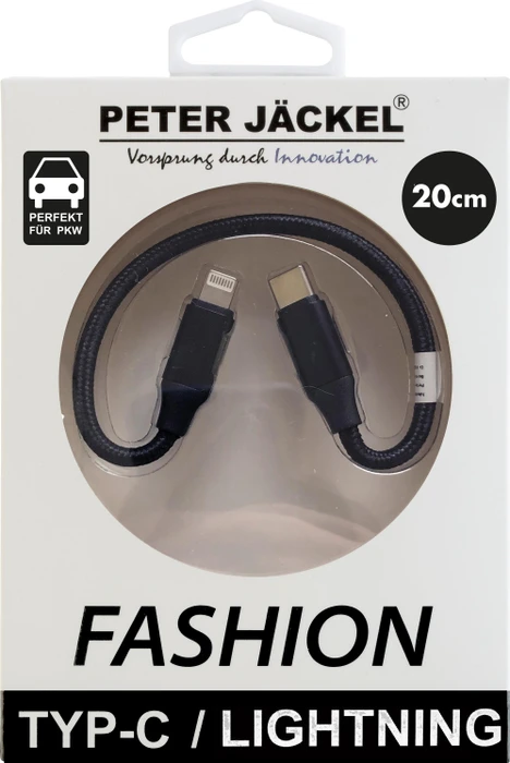 Peter Jäckel Fashion Cable USB-C/Apple Lightning 0.2m schwarz
