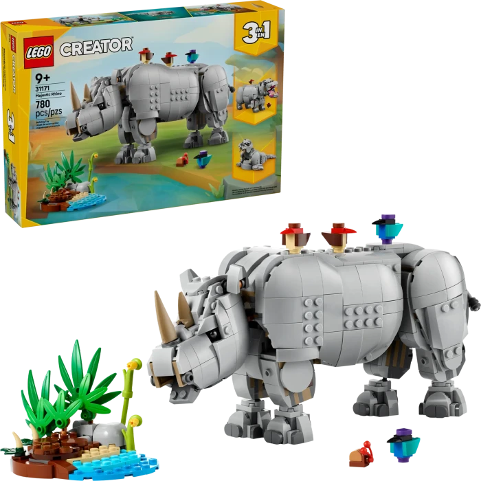 LEGO Creator 3in1 - Wilde Tiere: Prächtiges Nashorn mit Vögeln
