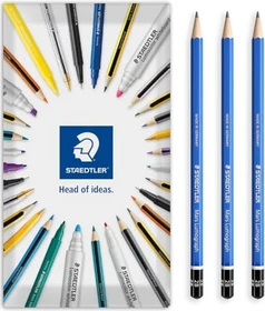 Staedtler Mars Lumograph 100 Bleistift 2B graphit, blau, 3er-Pack
