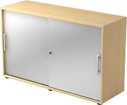 Hammerbacher Schiebetürenschrank 2OH V1752S, Relinggriff, ahorn/silber, Aktenschrank