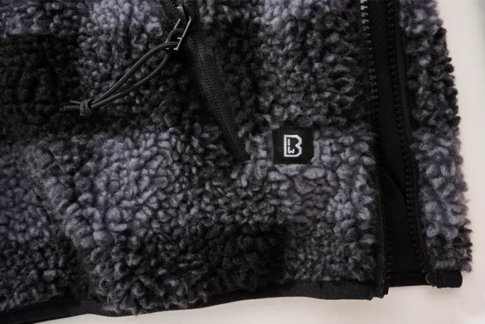Brandit Teddyfleece Worker Hoodie black/grey gingham (Herren)