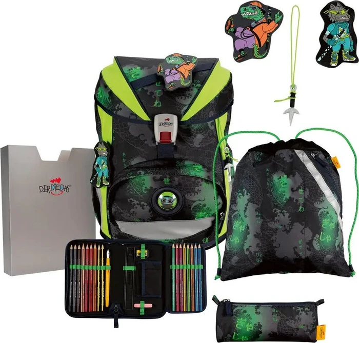 DerDieDas ErgoFlex Funny Fighter Schulrucksack-Set, 5-tlg.