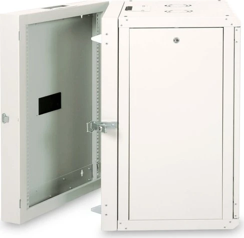 Digitus Professional Unique Serie Wandschrank 16HE, zweiteilig, schwenkbar, Sicherheitsglastür, IP2X, grau, 600mm tief