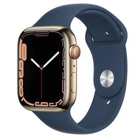 Apple Watch Series 7 (GPS + Cellular) 45mm Edelstahl gold mit Sportarmband abyssblau