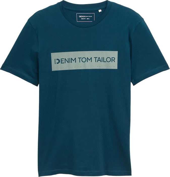 Tom Tailor Basic mit Logo-Print T-Shirt kurzarm deep pond green (Herren)