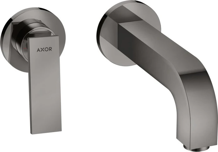 Hansgrohe Axor Citterio 2-Loch Waschbeckenarmatur mit Hebelgriffen und Rosetten 220mm polished black chrome