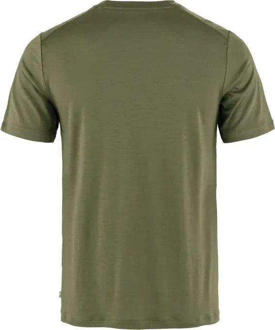 Fjällräven Abisko Wool Logo Funktionsshirt kurzarm laurel green (Herren)