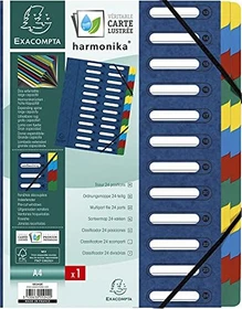 Exacompta Harmonika Ordnungsmappe mit ausgestanzten Fenstern, 24 Fächer, A4, blau