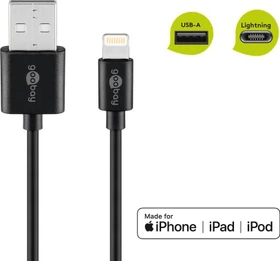 Wentronic Goobay Lightning/USB-A Lade- und Synchronisationskabel 0.5m schwarz