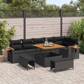 vidaXL Polyrattan Gartensofa Lounge-Set schwarz, 11-tlg.