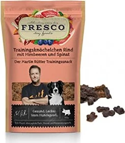 Fresco Dog Martin Rütter Trainingsknöchelchen, Rind mit Himbeeren und Spinat, 150g