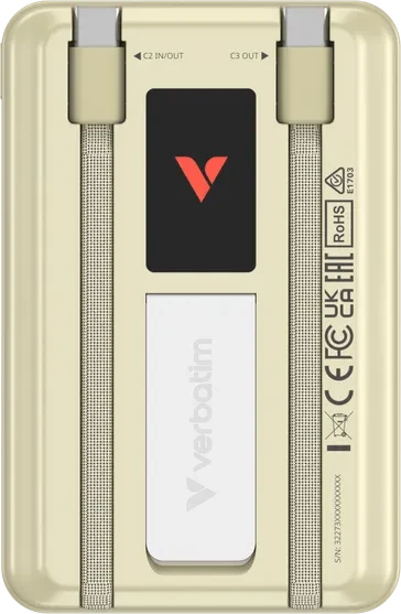 Verbatim Charge 'n' Go Power Bank mit USB-C-Kabel 10000mAh gold