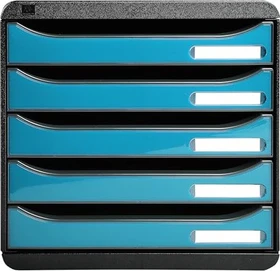 Exacompta Big Box Plus Schubladenbox, 5 Schubladen, türkis/schwarz