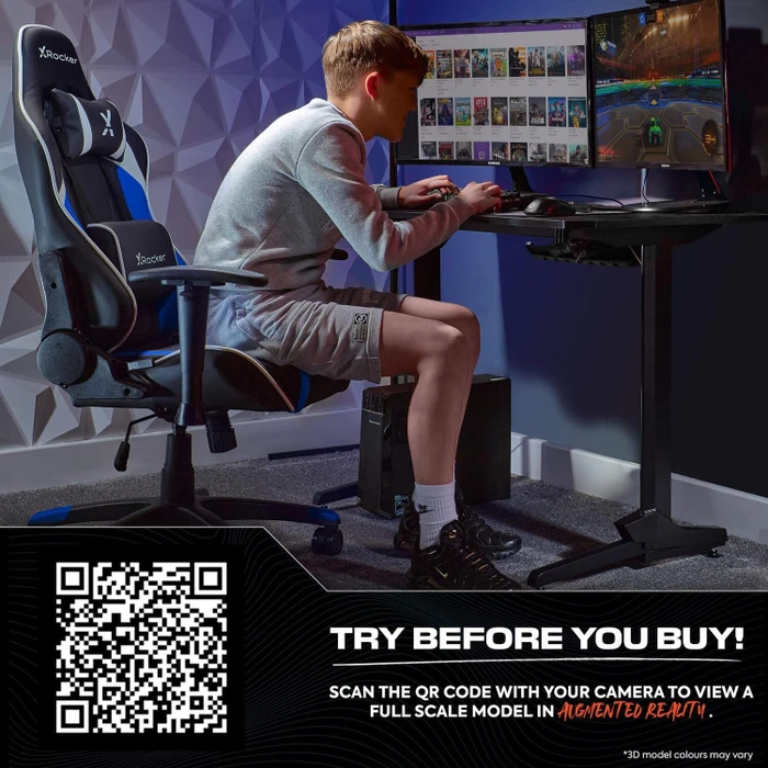 X Rocker Agility Compact Esports Gamingstuhl für für Kinder/Jugendliche, blau/schwarz