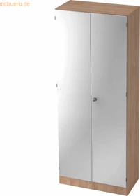 Hammerbacher Garderoben-Schrank 5OH V6200, Streifengriff, nussbaum/silber, Schrankwand