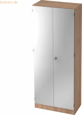 Hammerbacher Garderoben-Schrank 5OH V6200, Streifengriff, nussbaum/silber, Schrankwand