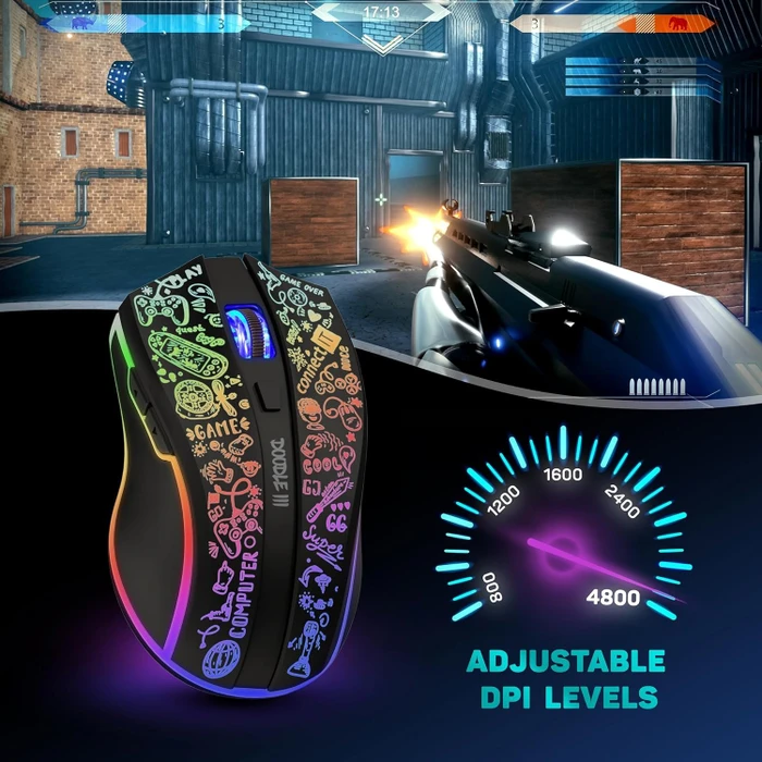 Connect IT Doodle 3 Wireless Gaming Mouse schwarz, USB