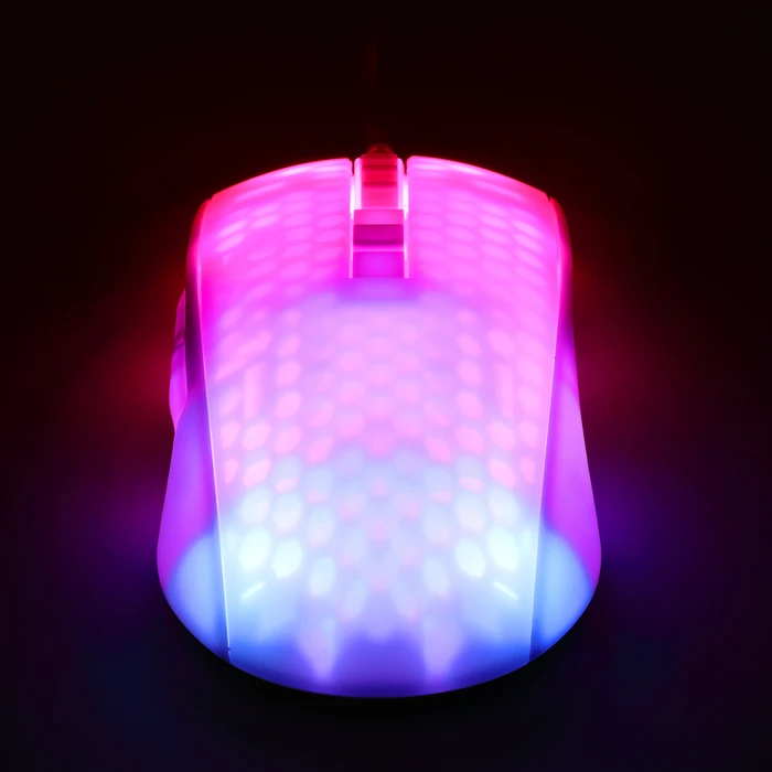 Deltaco WM87 RGB Ultralight Gaming Mouse weiß/transluzent, USB