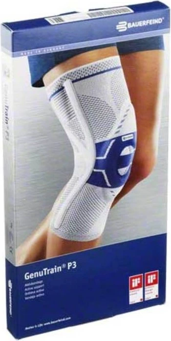 Bauerfeind GenuTrain Kniebandage P3 links Größe 3 titan, 1 Stück