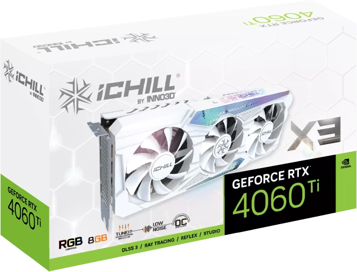 INNO3D GeForce RTX 4060 Ti iCHILL X3 White, 8GB GDDR6, HDMI, 3x DP