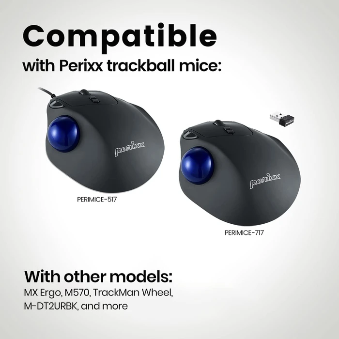 Perixx PERIPRO-303GB 34mm für Perimice und Logitech M570, Ersatz-Trackball, blau