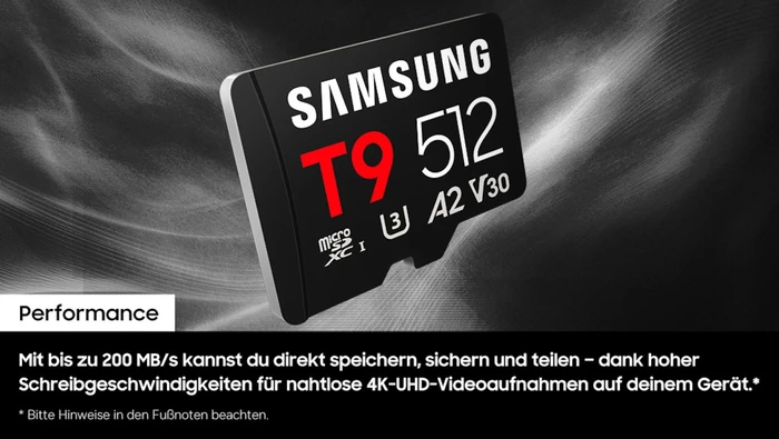 Samsung T9 R200/W130 256GB mit Cardreader, UHS-I U3, A2, Class 10
