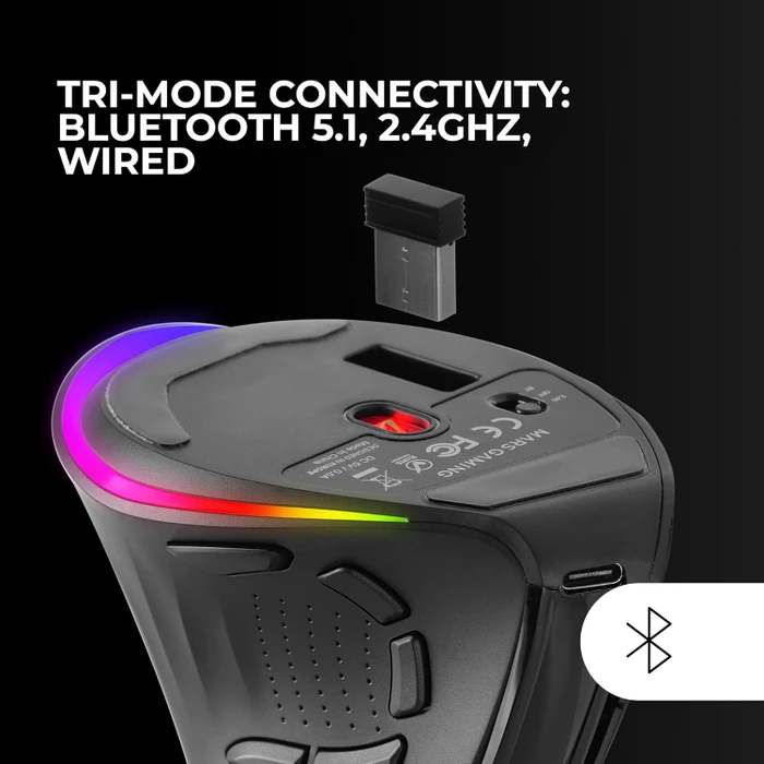 Mars Gaming MM-SK Ergonomic Wireless schwarz, USB/Bluetooth