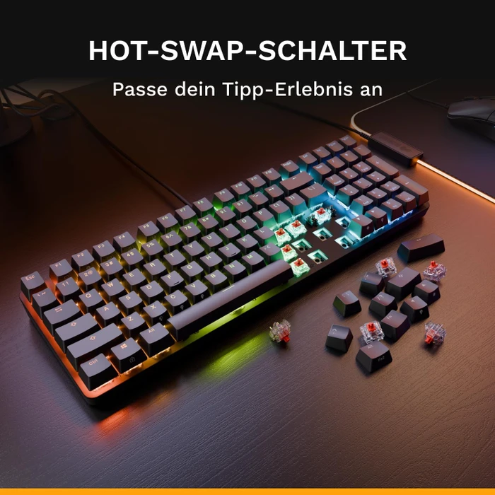 Glorious GMMK Eternal 96%, schwarz, LEDs RGB, Glorious Fox Linear, USB, US