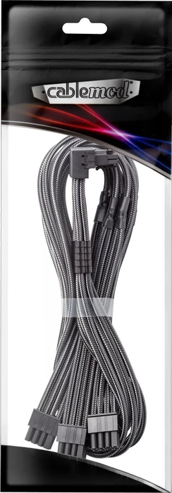 CableMod C-Series Pro, 12VHPWR Kabel, Corsair Type 4, 3x 8-Pin PCIe Stecker auf 16-Pin PCIe 5.0 12VHPWR Stecker, Adapterkabel, 90°, Variante B, carbon, 60cm