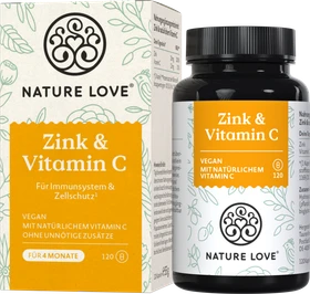 Nature Love Zink & Vitamin C Kapseln, 120 Stück
