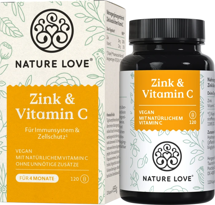 Nature Love Zink & Vitamin C Kapseln, 120 Stück