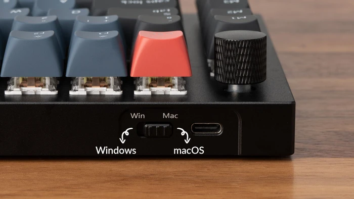 Keychron Q11, 75% Split Design, schwarz/blau, LEDs RGB, hot-swap, Keychron K Pro BROWN, USB, DE