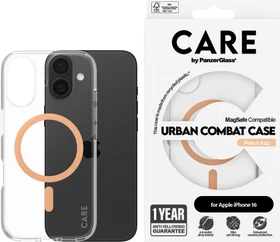 PanzerGlass Care Flagship Case Urban Combat MagSafe für Apple iPhone 16 Peach Fuzz