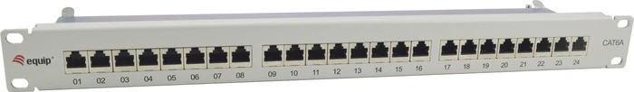 Equip Patchpanel Cat6a, geschirmt, 19", 24-Port, 1HE, 19", 1HE, grau