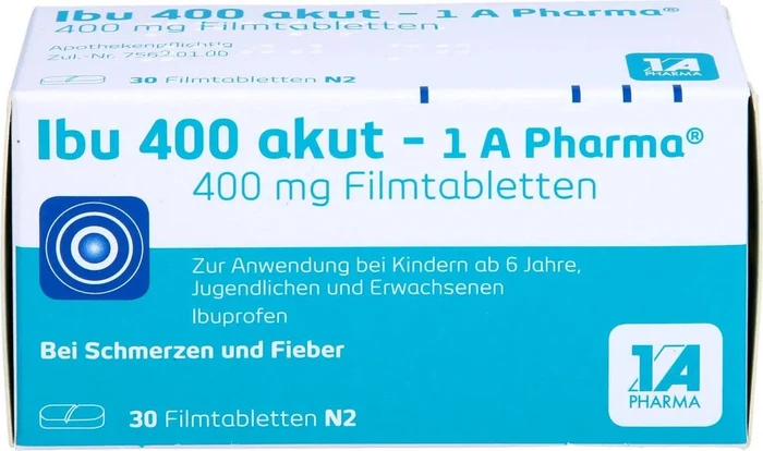 1A Pharma Ibu 400 akut Schmerztabletten, 30 Stück