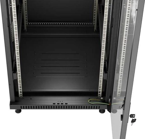 Lanberg 19" Rackschrank 32HE, freistehend, Flat Pack, Glastür, IP20, RAL 9004, 800mm tief