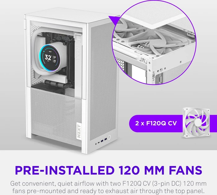 NZXT H2 Flow White, Glasfenster, Mini-ITX